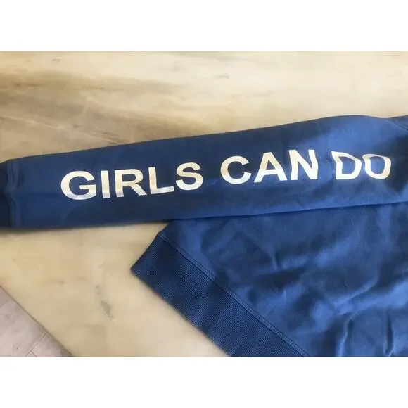 Zadig & Voltaire Girls Can Do Anything Cotton Graphic Sweatshirt Blue Sz 14-S - Picture 4 of 6